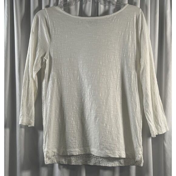 Ann Taylor Loft Eyelet Front T-Shirt White S Coastal Chic 79-14-01 - Picture 10 of 14